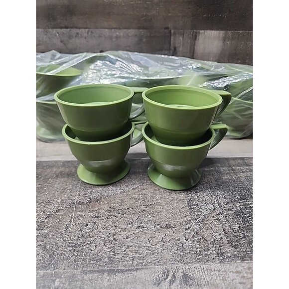 Vintage Solo Cozy Disposable Cup Holders Plastic Avacado Green Set of 14 - Picture 2 of 3